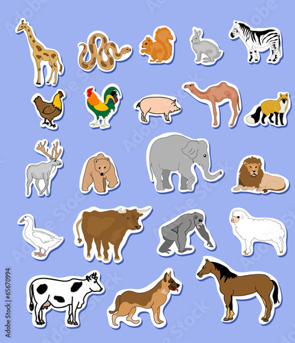 Set of animals stickers