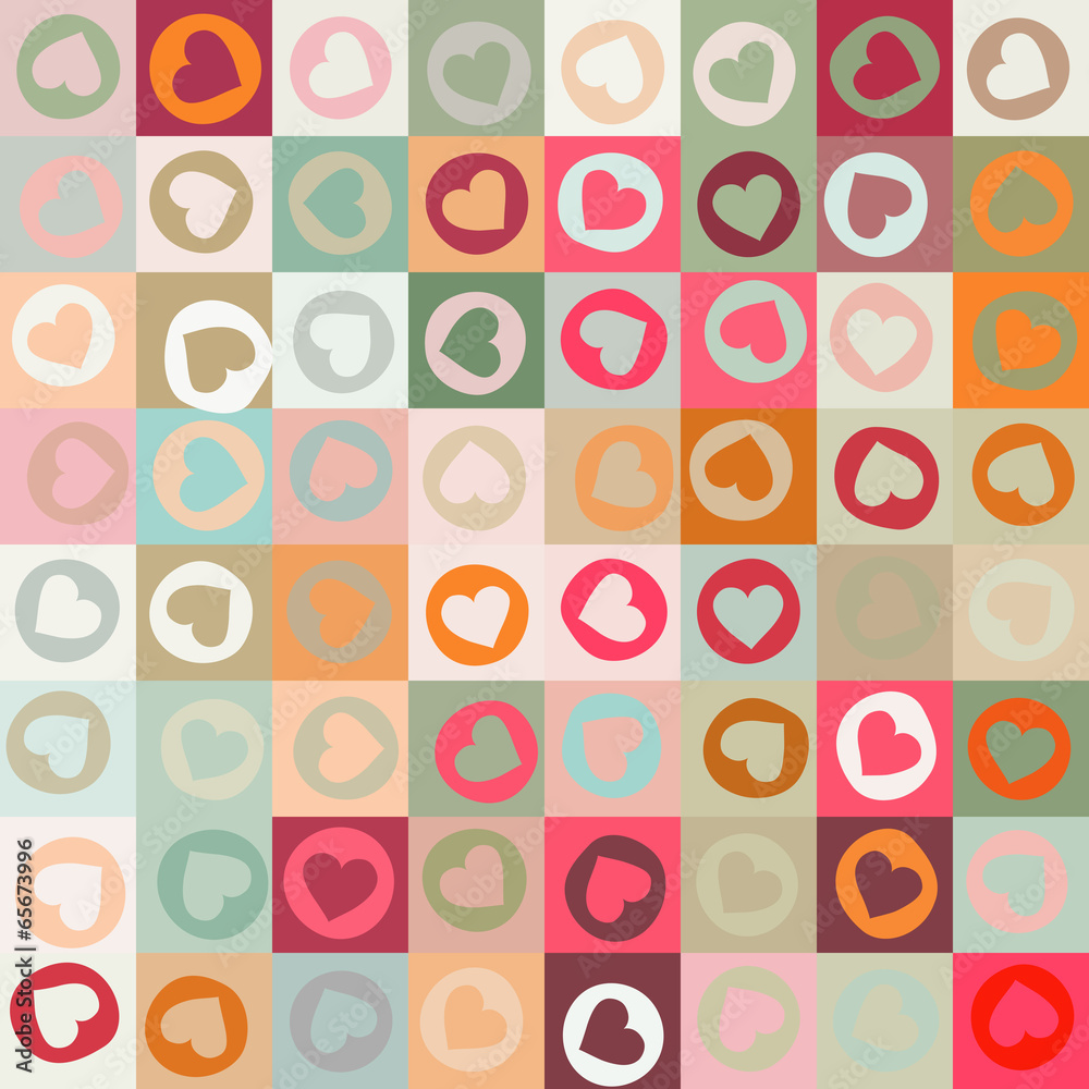 Retro seamless pattern with colorful hearts. EPS 8 Retro seamless pattern with colorful hearts. EPS 8