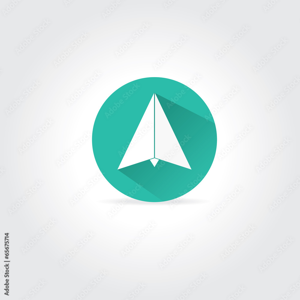 vector paper plane icon with long shadow