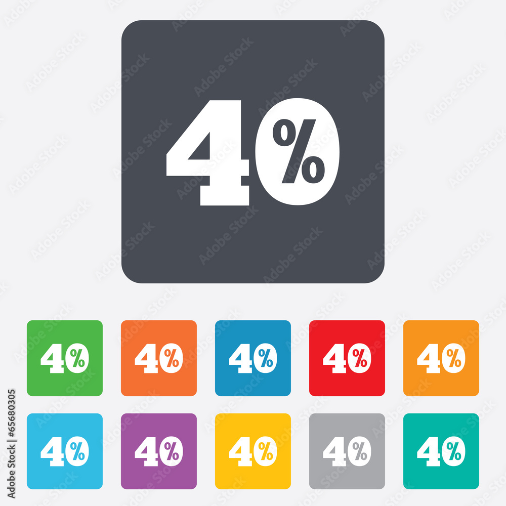 40 percent discount sign icon. Sale symbol. 40 percent discount sign icon. Sale symbol.