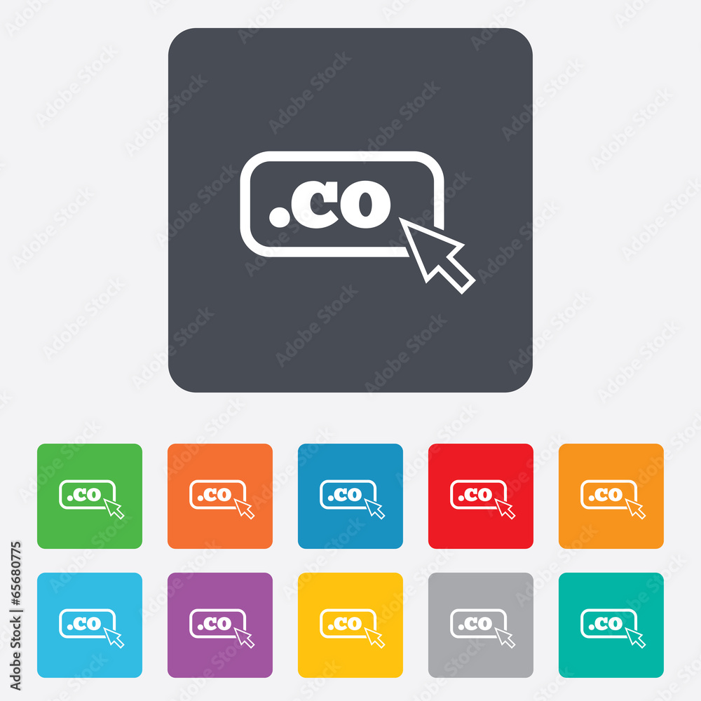 Domain CO sign icon. Top-level internet domain Domain CO sign icon. Top-level internet domain