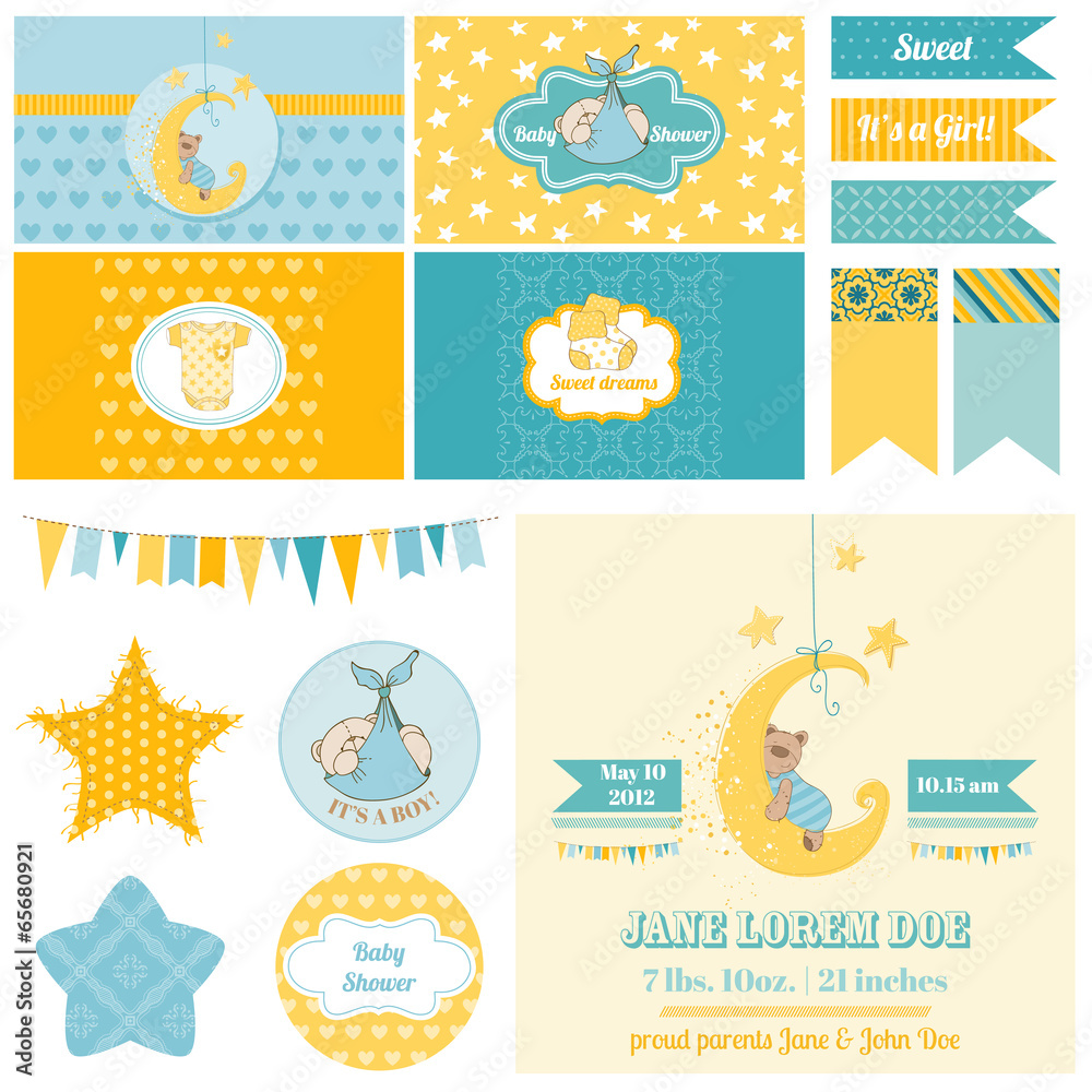 Baby Shower Sleeping Bear Theme  - for Party, Scrapbook