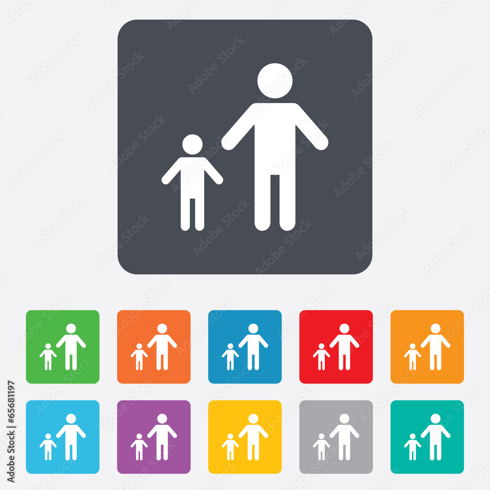 One-parent family with one child sign icon. One-parent family with one child sign icon.
