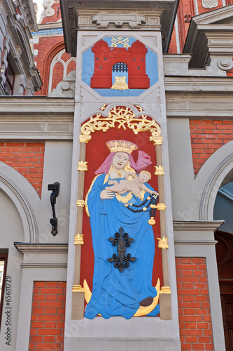 Madonna with child. House of Blackheads, Riga, Latvia photo