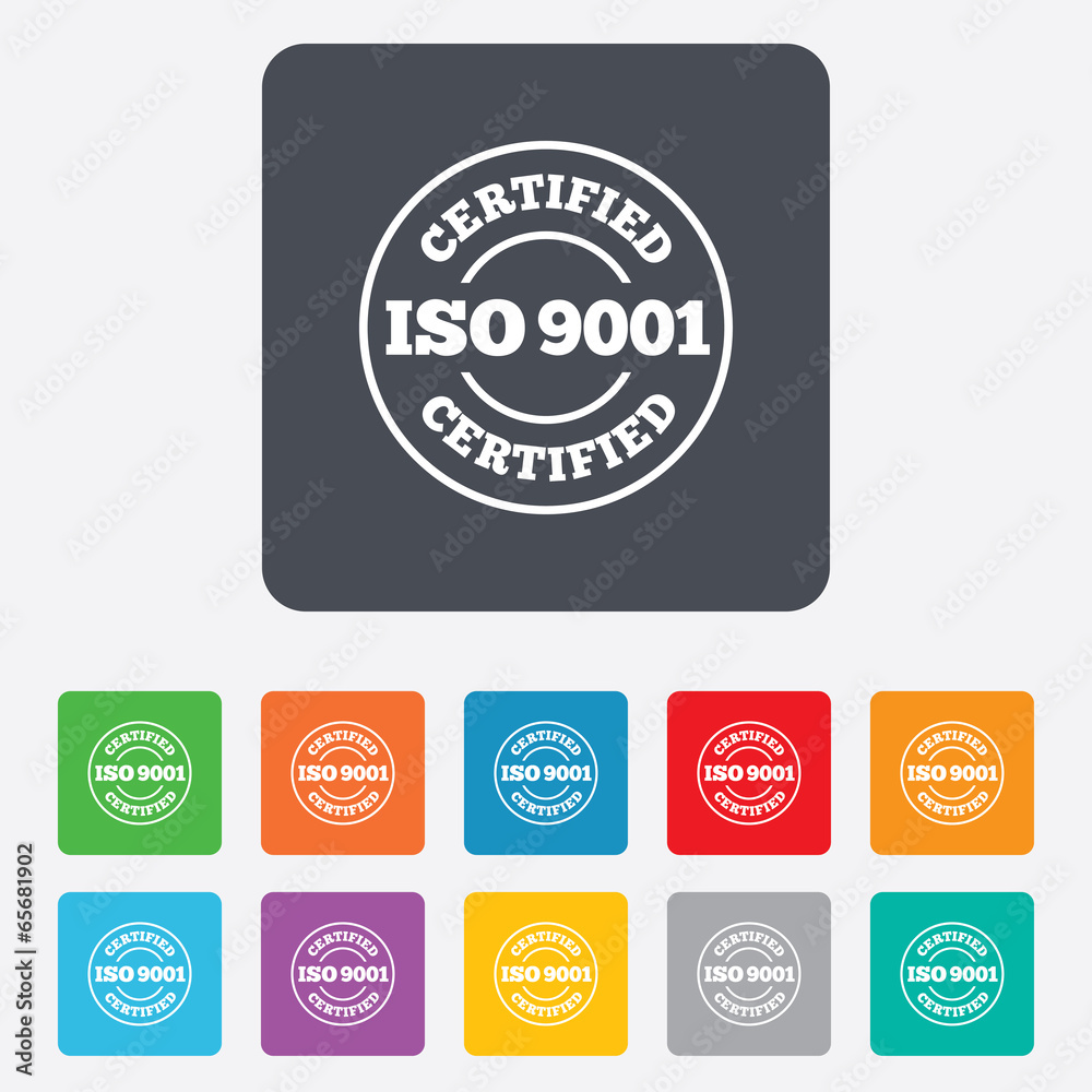 Obraz premium ISO 9001 certified sign. Certification stamp.