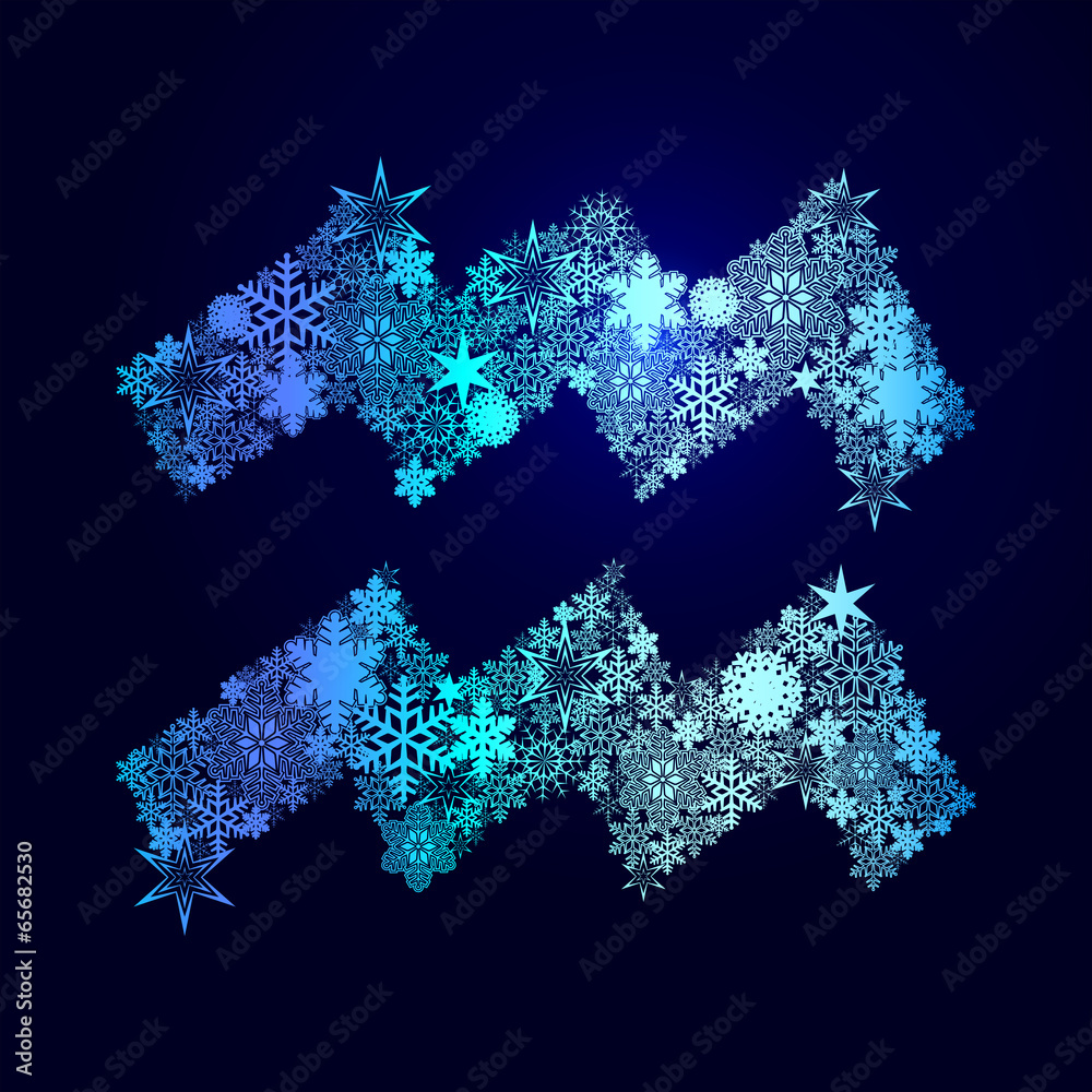 Winter decorations. Symbols of snowflakes. Signs of the zodiac Winter decorations. Symbols of snowflakes. Signs of the zodiac