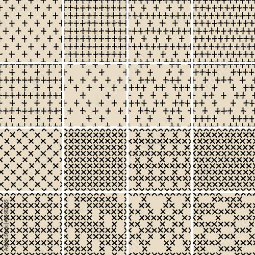 Basic Doodle Seamless Pattern Set No.5 in black and white