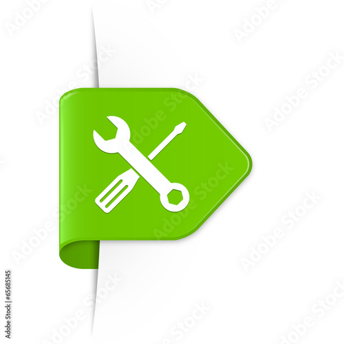 Screwdriver and spanner - Grüner Sticker Pfeil mit Schatten