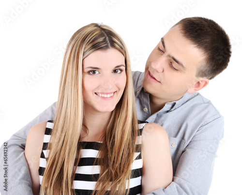 Loving couple isolated on white