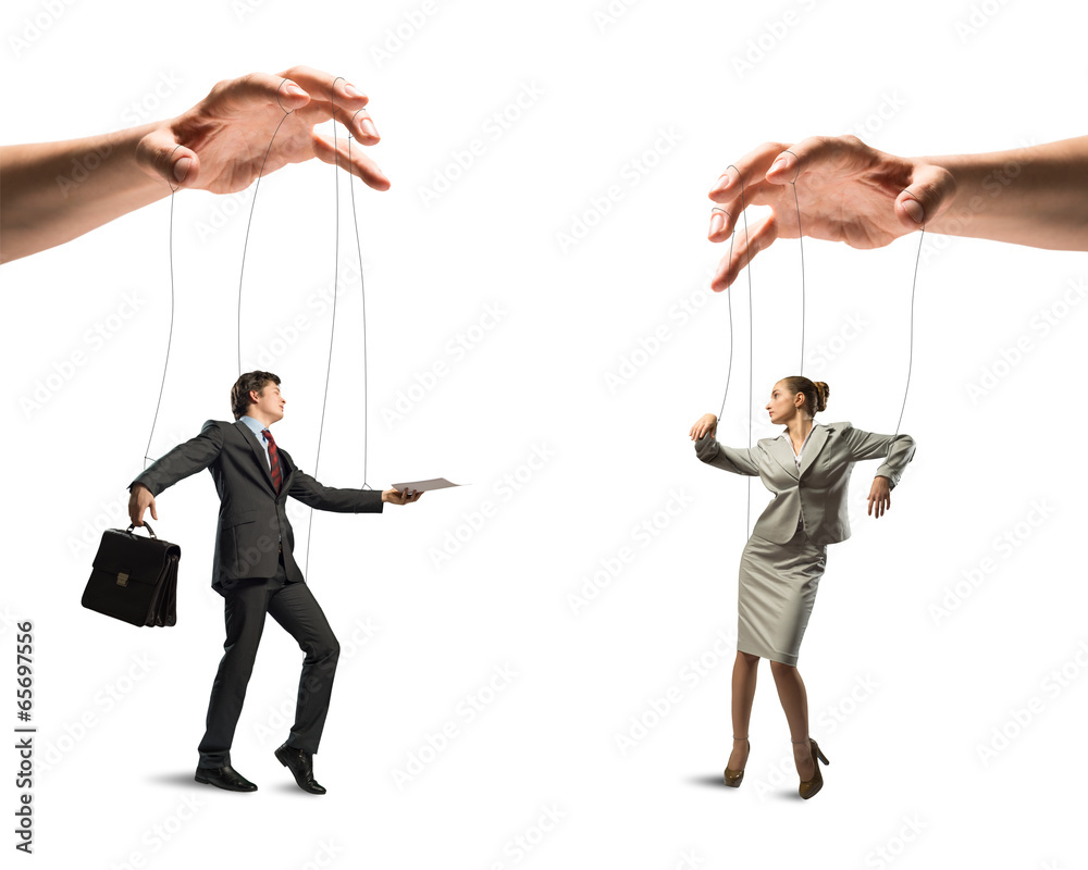two puppet businessman