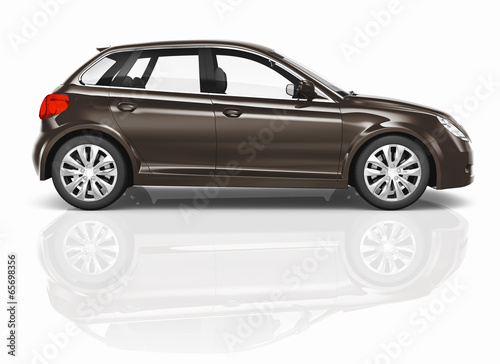 Brown 3D Hatchback Car Illustration