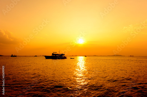 Ship at Silhouette Sunset © karinkamon