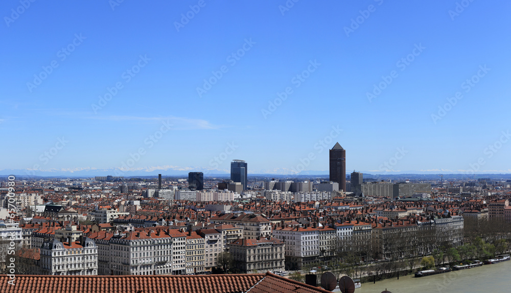 Fototapeta premium vue aérienne de la ville de lyon