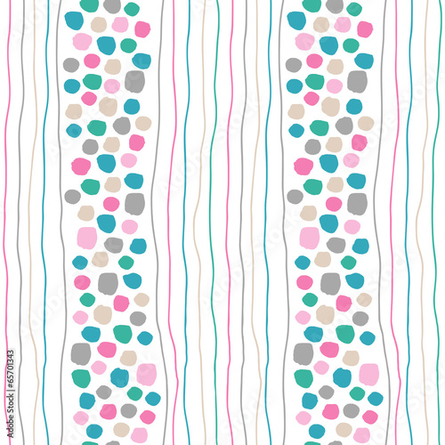 Seamless abstract background with dots, spots and strips