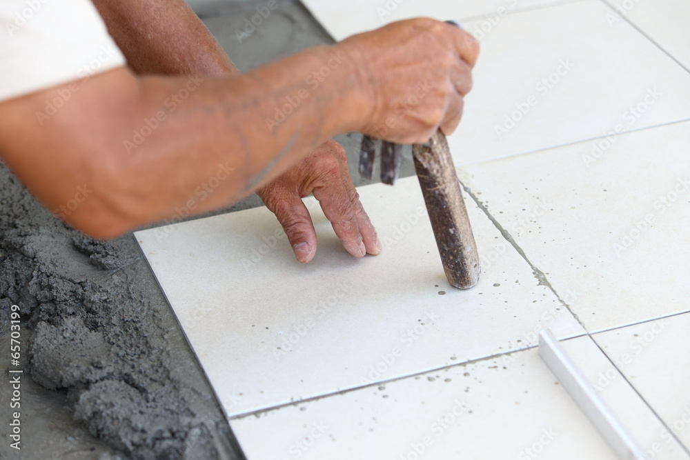 floor tile installation for house building