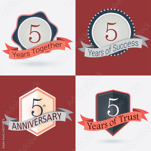 Set of Retro vector Stamps/Seal for 5th business anniversary .
