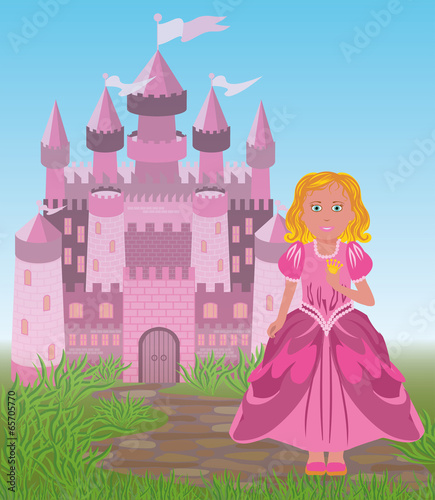 Beautiful princess and magic fairy tale castle