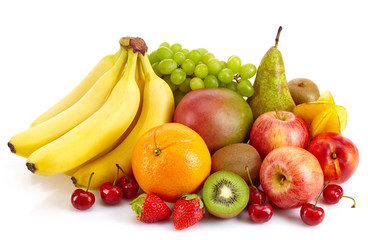 Crédence de cuisine Fruits Variété de fruits colorés fond blanc  © baibaz