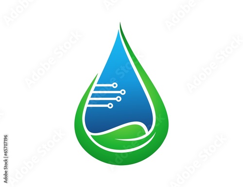 logo water drop,leaf plant symbol,technology electric icon