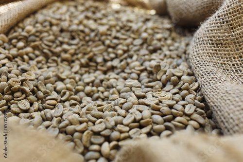 sack of unroasted coffee