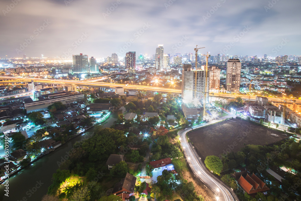 night cityscape of bangkok