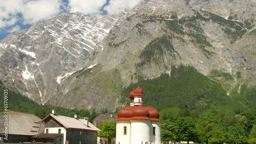 Famous church Bartholomae in Koenigssee in Berchtesgaden photo