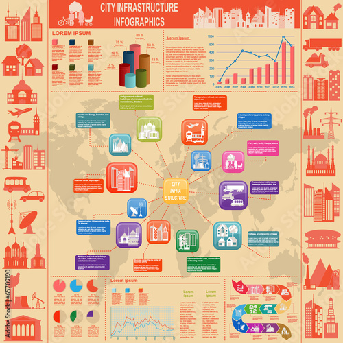 Set of elements infrastructure city, vector infographics