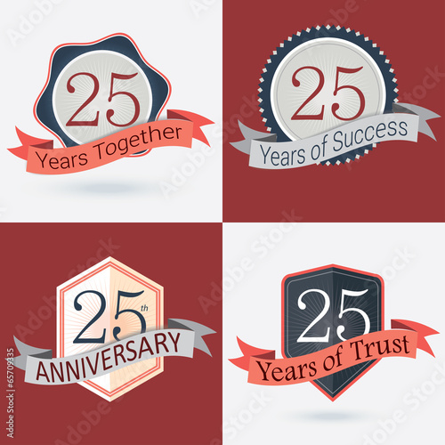 Set of Retro vector Stamps/Seal for 25th business anniversary .