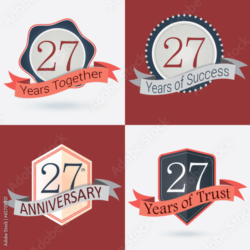 Set of Retro vector Stamps/Seal for 27th business anniversary .