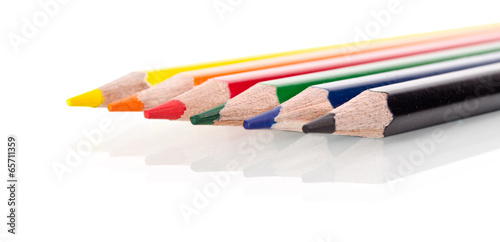 Beautiful multi-colored pencils isolated on white background photo