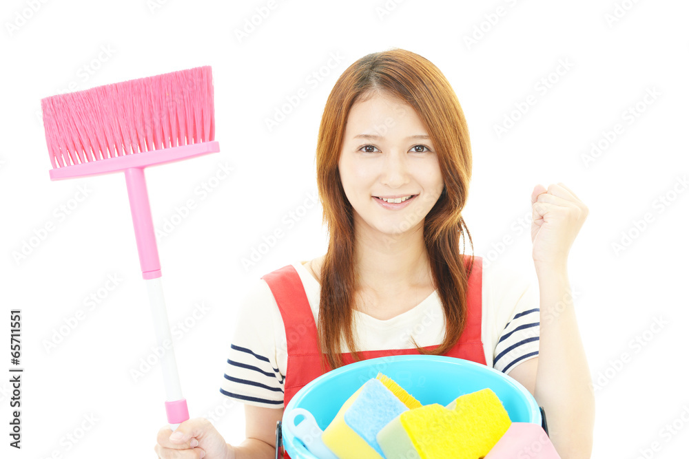 ガッツポーズの主婦