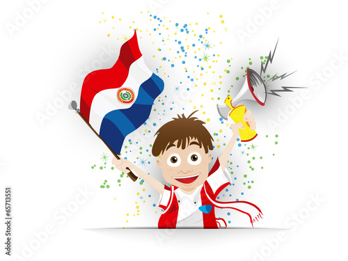 Paraguay Soccer Fan Flag Cartoon