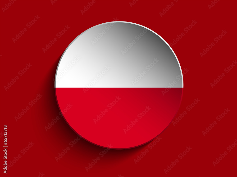 Flag Paper Circle Shadow Button Poland Flag Paper Circle Shadow Button Poland