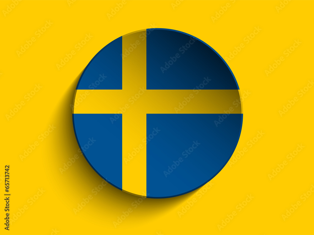 Flag Paper Circle Shadow Button Sweden Flag Paper Circle Shadow Button Sweden
