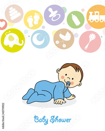 Baby shower. baby boy crawling