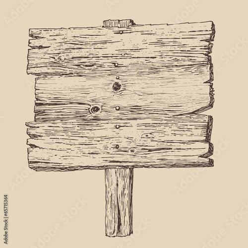 wood signboard vintage illustration, engraved style