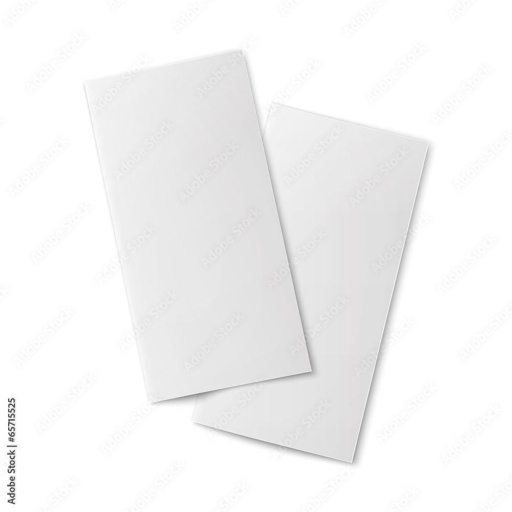 Pair of  blank bifold paper brochures.