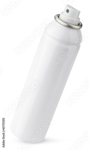 Aerosol spray metal bottle can on white with clipping path