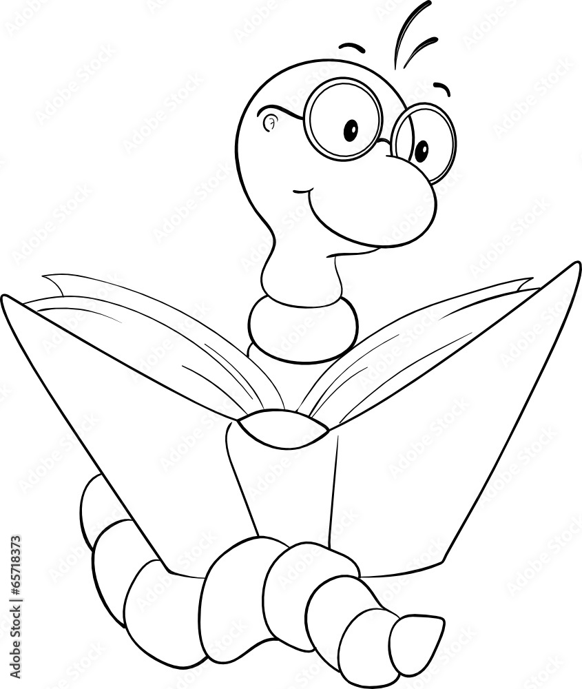 Vecteur Stock Bücherwurm Ausmalvorlage | Adobe Stock