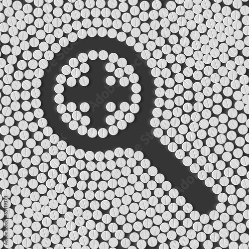 pills concept, magnifier