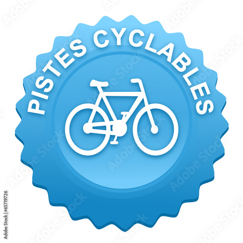 pistes cyclables sur bouton web denté bleu