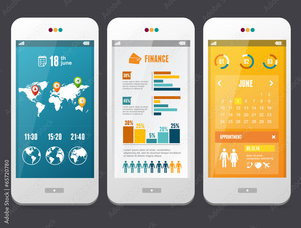 Vector Flat Web elements. Applications Templates Vector Flat Web elements. Applications Templates