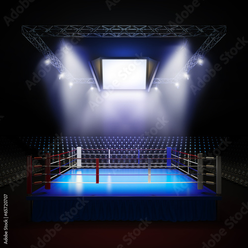 Empty professional boxing ring.