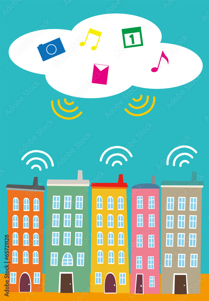 Fototapeta premium It is an illustration of clouds and streets.