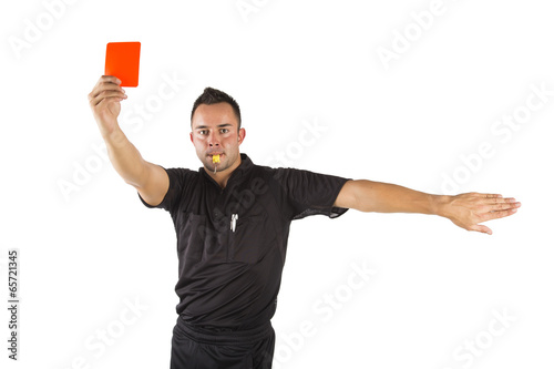Schiedsrichter mit roter Karte, freigestellt