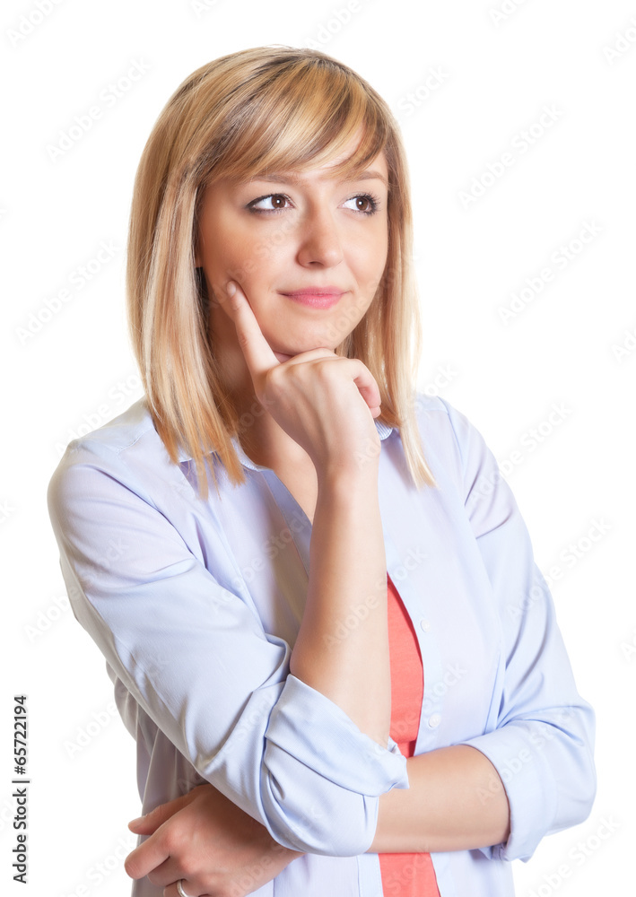 Woman with dark eyes thinks about her problems Woman with dark eyes thinks about her problems