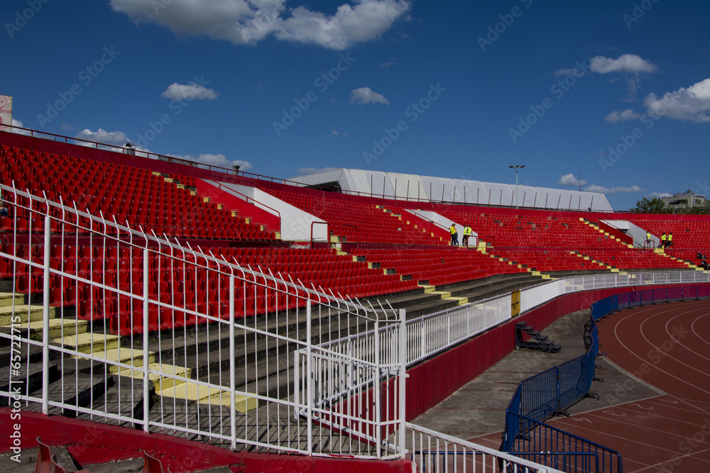 Seats red at stadium
