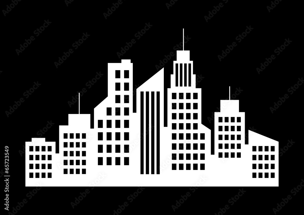 City icon on black background