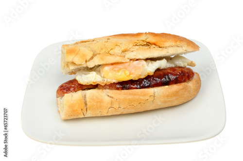 Egg and sausage baguette