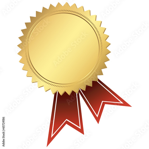 gold button with ribbon
